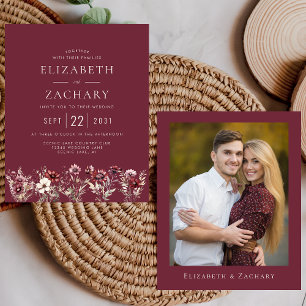 Lámina Invitación de boda con foto de flores silvestres d