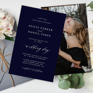 Lámina Invitación de boda con foto de presupuesto azul ma
