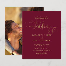 Lámina Invitación de boda con foto de presupuesto Borgoña