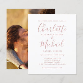Lámina Invitación de boda con foto de presupuesto rosa po