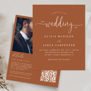 Lámina Invitación de boda con foto de terracota boho mode