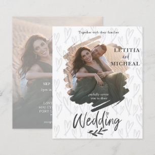 Lámina Invitación de boda con foto de trazo de pincel eco