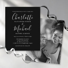 Lámina Invitación de boda con foto en blanco y negro con 