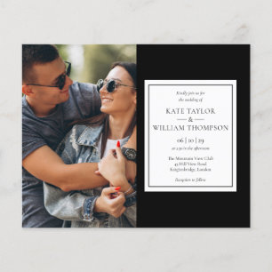 Lámina Invitación de boda con foto en blanco y negro econ