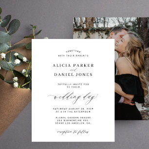 Lámina Invitación de boda con foto en blanco y negro econ
