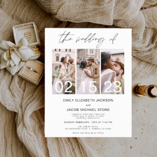 Lámina Invitación de Boda con Foto en Blanco y Negro Econ