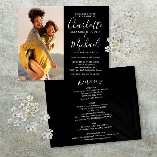 Lámina Invitación de boda con foto en blanco y negro Pres