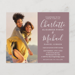Lámina Invitación de boda con foto en color malva Presupu