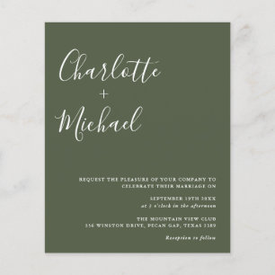 Lámina Invitación de boda con foto en verde oliva con gui