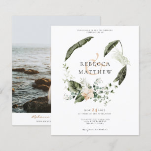 Lámina Invitación de boda con foto floral boho con presup