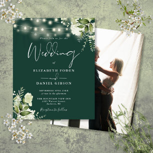 Lámina Invitación de Boda con Foto Floral Esmeralda Econó