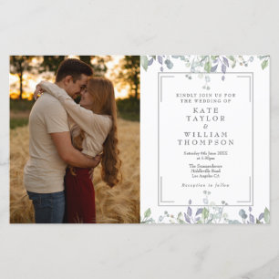 Lámina Invitación de boda con foto floral todo en uno Pre
