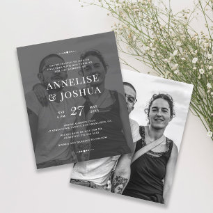 Lámina Invitación de boda con foto moderna en blanco y ne