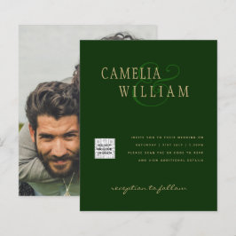 Lámina Invitación de boda con foto verde chic con código 