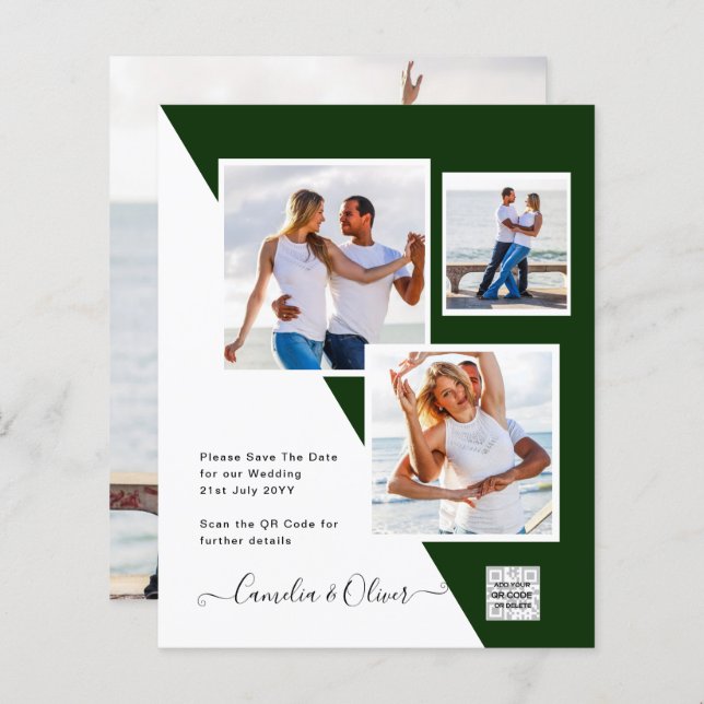 Lámina Invitación de boda con foto y código QR para guard (Anverso / Reverso)