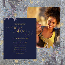 Lámina Invitación de boda con foto y guión de corazón de 