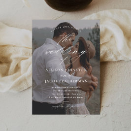 Lámina Invitación de boda con foto y guión elegante econó