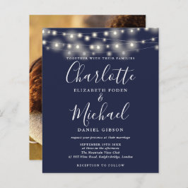 Lámina Invitación de boda con foto y luces azules de pres