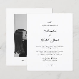 Lámina Invitación de boda con foto y monograma moderno