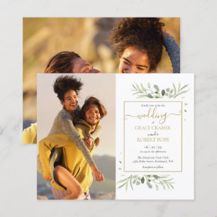 Lámina Invitación de boda con fotos de vegetación económi