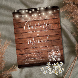 Lámina Invitación de boda con frascos de albañil de mader