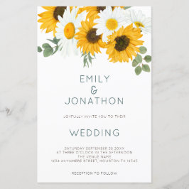 Lámina Invitación de Boda con Girasoles Rústicos Boho Eco