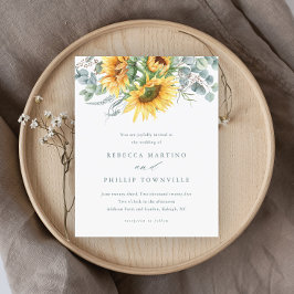 Lámina Invitación de boda con girasoles y eucalipto al pr
