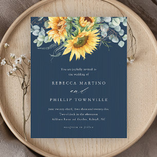 Lámina Invitación de boda con girasoles y eucalipto econó
