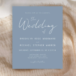 Lámina Invitación de boda con guión azul polvoriento mini
