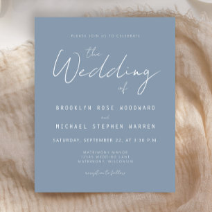 Lámina Invitación de boda con guión azul polvoriento mini