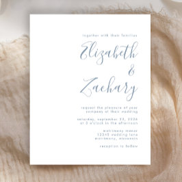 Lámina Invitación de boda con guión azul polvoriento mode