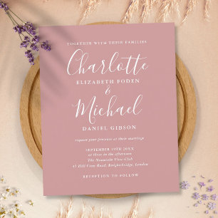 Lámina Invitación de boda con guión Chic Polvo Rosa presu