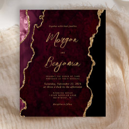 Lámina Invitación de boda con guión de ágata dorada de Bo