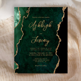 Lámina Invitación de boda con guión de ágata verde esmera
