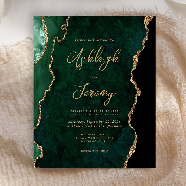 Lámina Invitación de boda con guión de ágata verde esmera (Subido por el creador)