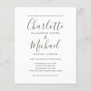 Lámina Invitación de boda con guión de olivo simple presu