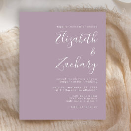 Lámina Invitación de boda con guión de presupuesto lavand