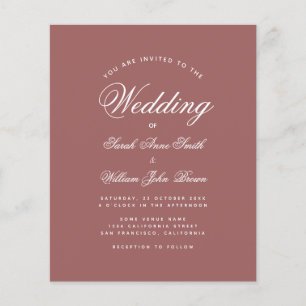 Lámina Invitación de boda con guión de rosa canela en pre