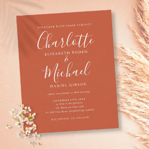 Lámina Invitación de boda con guión de terracota económic