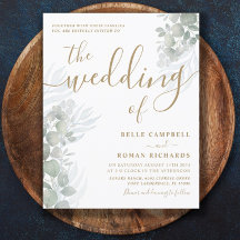 Invitación de boda con guión dorado económico y eu