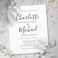 Invitación de boda con guión en blanco y negro eco