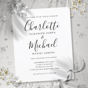 Lámina Invitación de boda con guión en blanco y negro eco