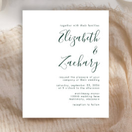 Lámina Invitación de boda con guión esmeralda verde presu