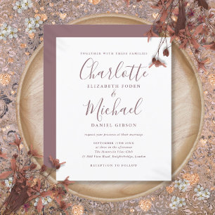 Lámina Invitación de boda con guión malva simple presupue