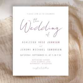 Lámina Invitación de boda con guión Mauve minimalista pre