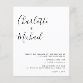 Lámina Invitación de boda con guión minimalista económico