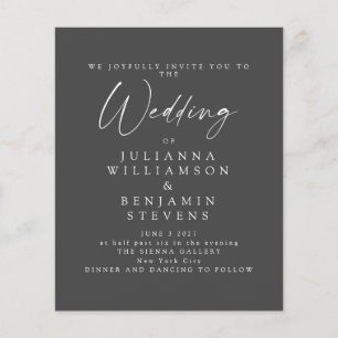 Lámina Invitación de boda con guión minimalista negro sua