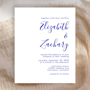 Lámina Invitación de boda con guión Royal Blue económico