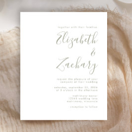 Lámina Invitación de boda con guión verde salvia moderno