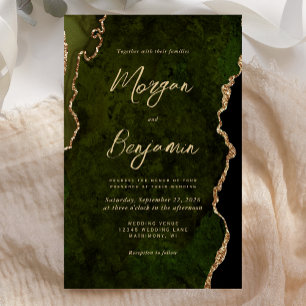 Lámina Invitación de Boda con Letra de Ágata Verde Oliva 